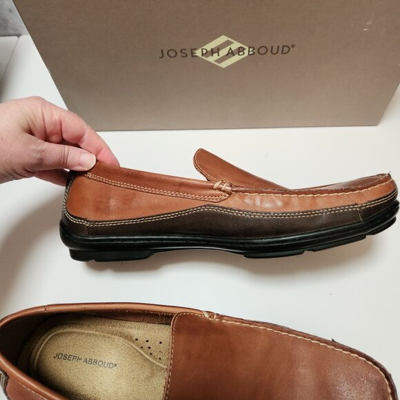 Joseph Abboud Royce Tan/Dark Brown Driving Mocs Loafers Men's 9 Leather Upper - Picture 8 of 16